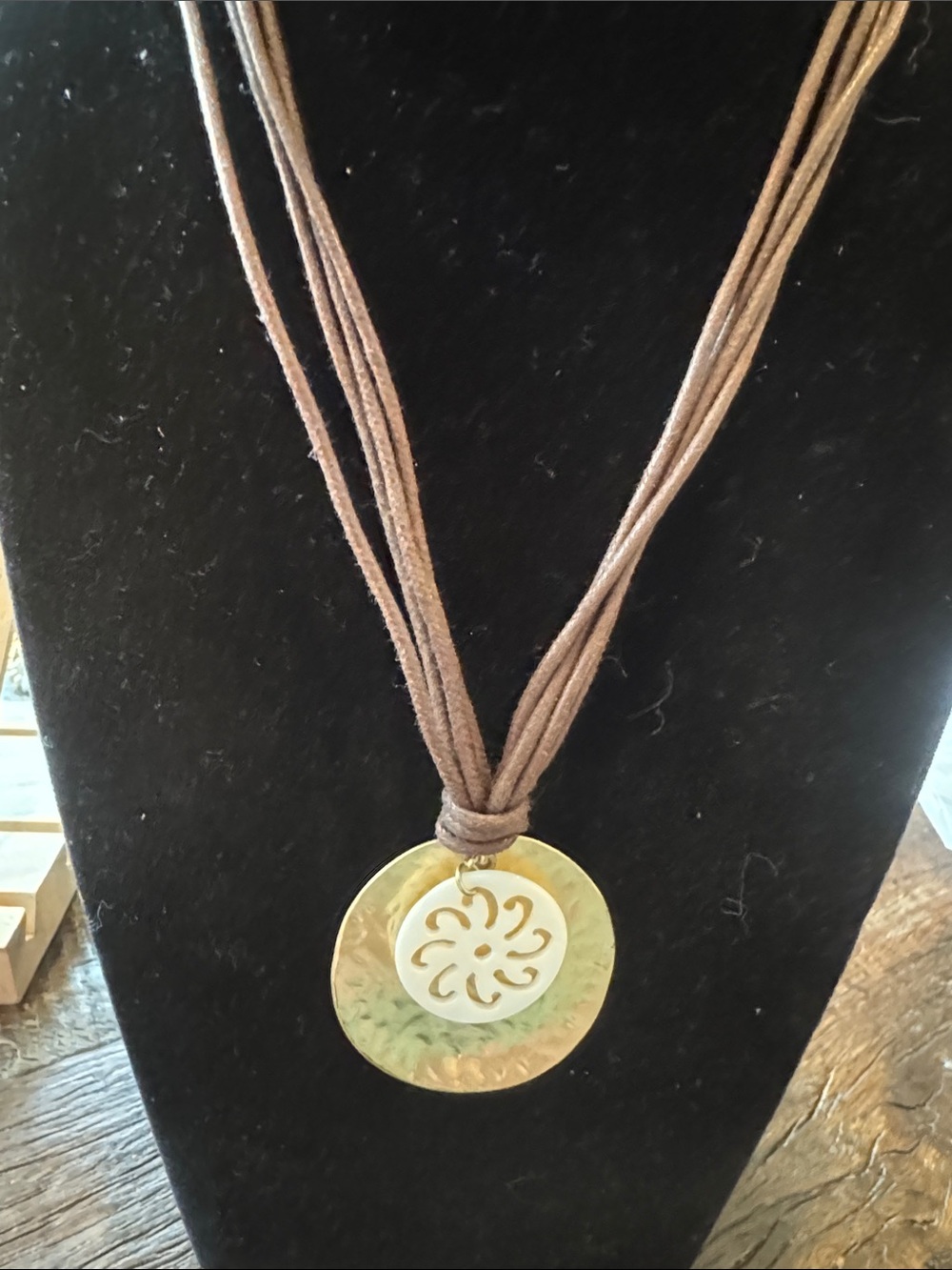 Calypso St. Barth for Target Brown Suede Multi-Strand Necklace with Gold Disc